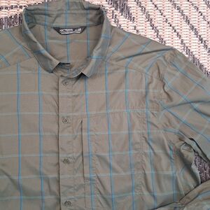 Arc'teryx Riel Shirt Men's Short Sleeve Outdoors Hiking Green Plaid Size Large